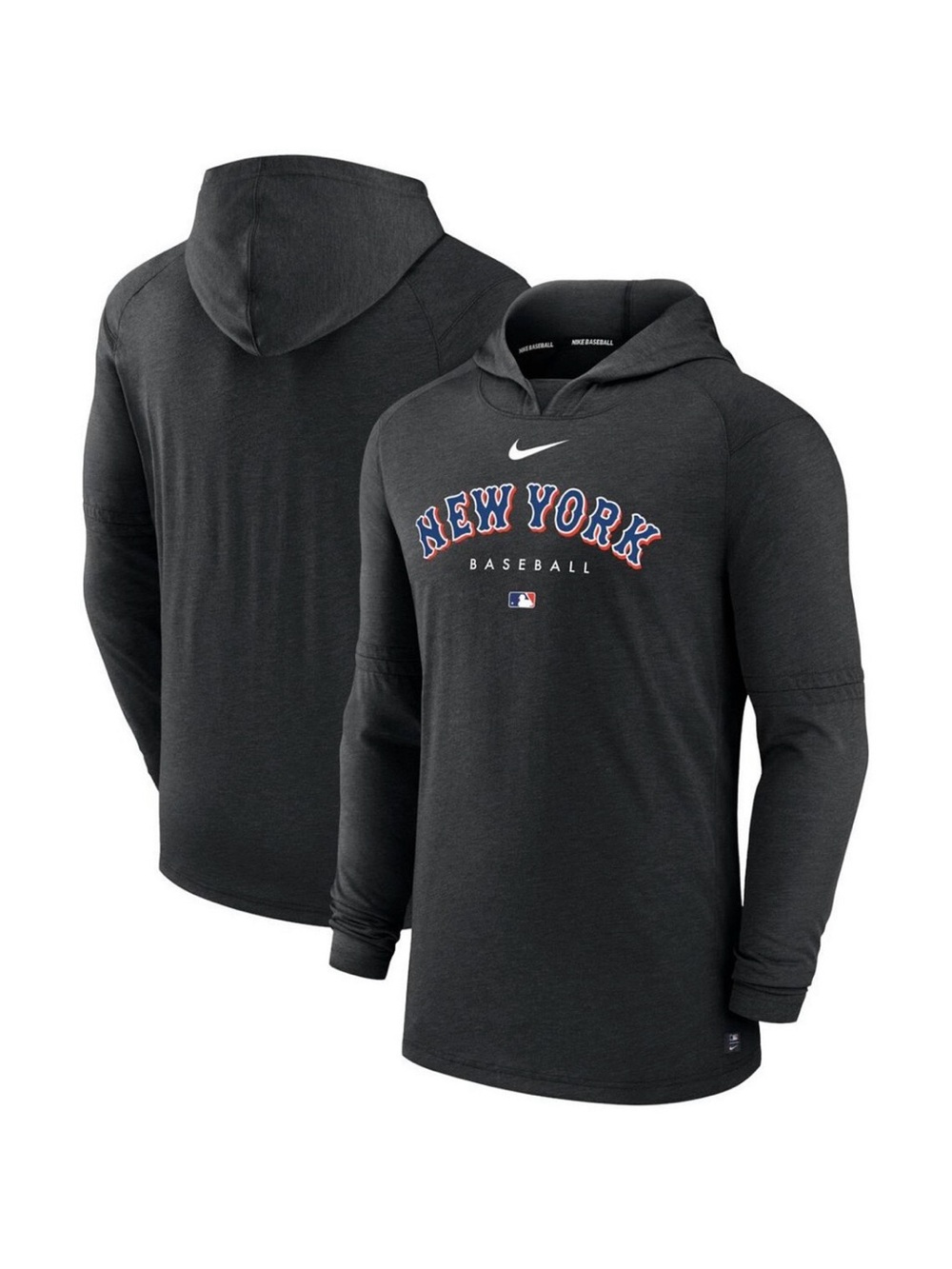Men's Heather Black New York Mets Authentic TriBlend Performance Pullover Large